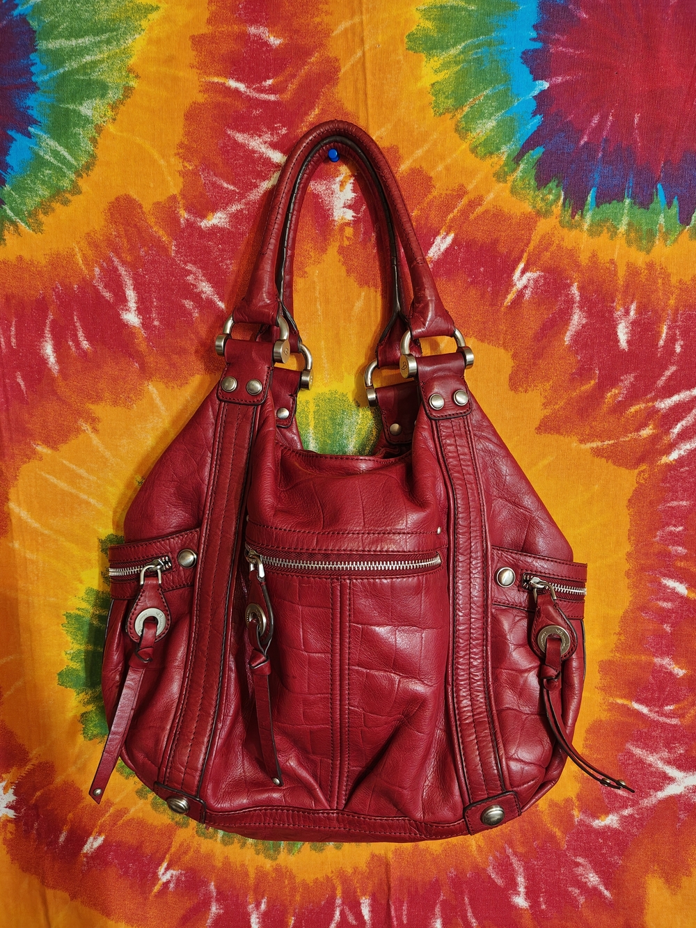 Red Leather Shoulder Bag - Classic Women’s Tote
